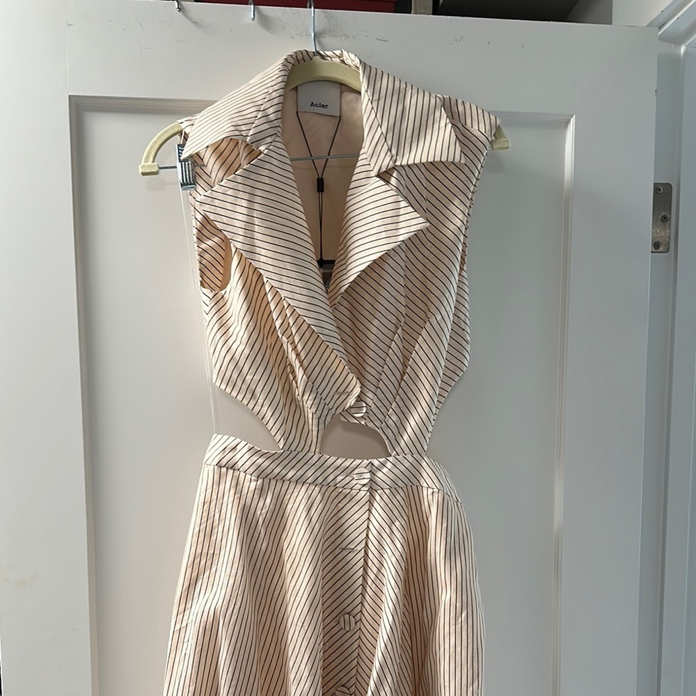 Acler Cream and Black Striped Maxi Dress